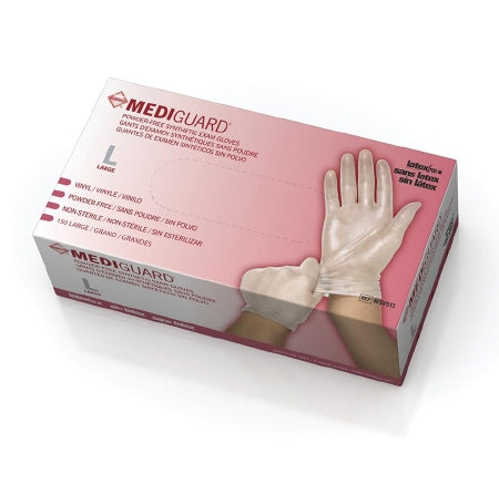 MediGuard - California Only - Exam Glove Large NonSterile Vinyl Standard Cuff Length Smooth Clear Not Chemo Approved - Medline - 6MSV513