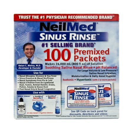 Neilmed Sinus Rinse - Saline Nasal Rinse Refill Kit 100 Packets - 05928000200