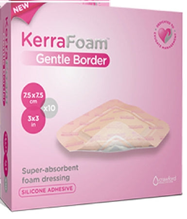 Crawford Healthcare KerraFoam Gentle Border Silicone Foam Dressing 4 X 8 Inch Rectangle Silicone Adhesive with Border Sterile - CWL1012