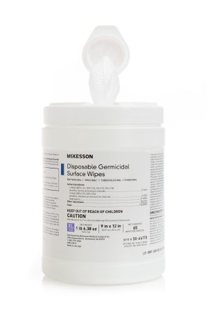 McKesson McKesson Surface Disinfectant Premoistened Wipe 65 Count Canister Disposable Alcohol Scent - 50-66170