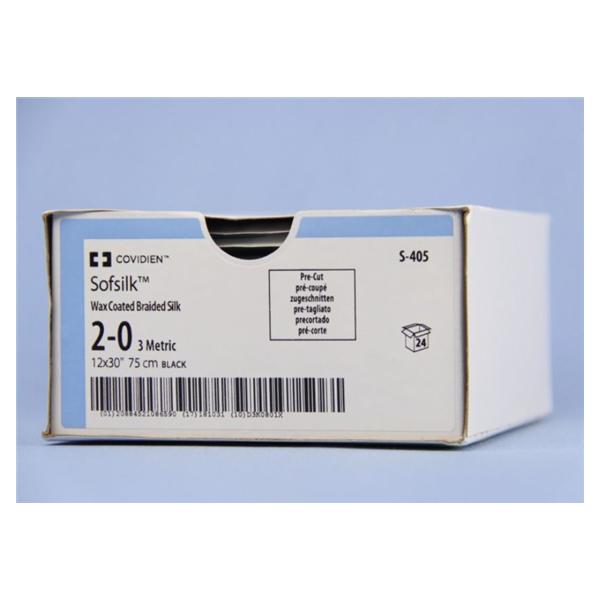 Medtronic MITG-Covidien Suture 2-0 Silk No Needle Sofsilk Black 30" Braid 24/Ca - S405