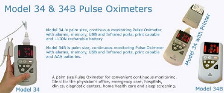 Mediaid Inc Model 34 Series Handheld Pulse Oximeter 6 AA Alkaline Batteries Audible/Visible - POX010-34