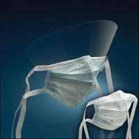 3M - Surgical Mask with Eye Shield Anti-fog Shield Pleated Tie Closure One Size Fits Most White NonSterile Not Rated Adult - 1818FS