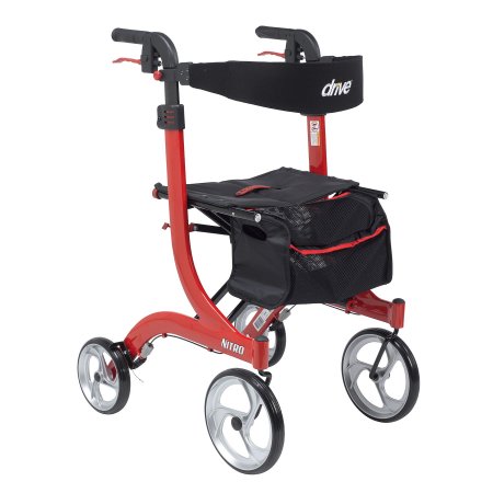 drive Nitro - 4 Wheel Rollator Red Adjustable Heigh / Tall / Folding Aluminum Frame - RTL10266-T