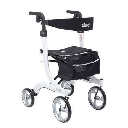 Drive Medical Nitro 4 Wheel Rollator White Tall Height Aluminum Frame - RTL10266WT-T