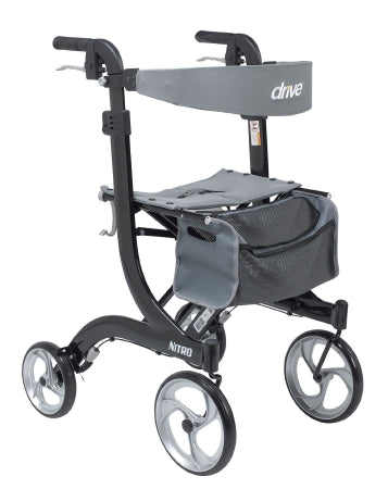 Drive Medical Nitro 4 Wheel Rollator Black Tall Height Aluminum Frame - RTL10266BK-T