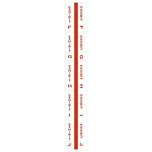 Tabbies Alpha Exhibit Index Tabs, Red Color Edge - 1" in, 5 packs per Box