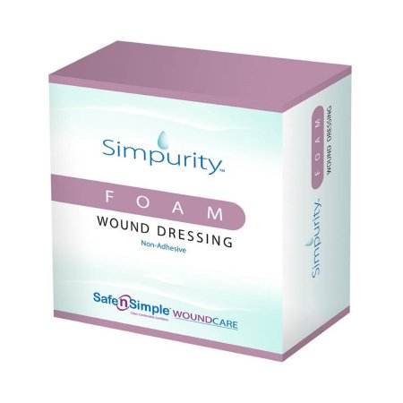 Simpurity - Foam Dressing 4 X 6 Inch Rectangle Non-Adhesive without Border Sterile - SNS51W24