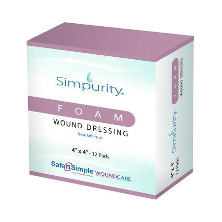 Simpurity - Foam Dressing 4 X 4 Inch Square Non-Adhesive without Border Sterile - SNS51W04