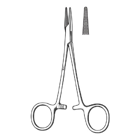Sklar Needle Holder 5-1/4 Inch Blunt, Straight, Serrated Finger Ring Handle - 23-2232