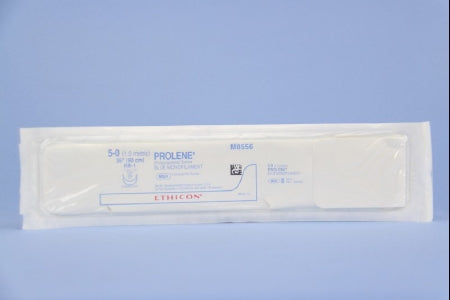 Prolene - Suture with Needle Nonabsorbable Uncoated Blue Suture Monofilament Polypropylene Suture Size 5 - 0 36 Inch Suture Double-Armed 17 mm Length 1/2 Circle Taper Point Needle - M8556