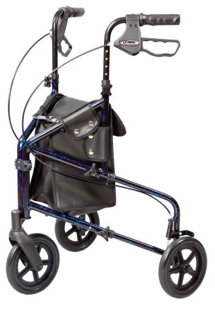 Carex - 3 Wheel Rollator Marble Blue Adjustable Height / Lightweight / Folding Aluminum Frame - FGA33300 0000