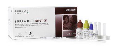 McKesson McKesson Consult Rapid Test Kit Strep A Test Throat / Tonsil Saliva Sample CLIA Waived 50 Tests - 4999