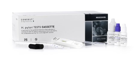 McKesson McKesson Consult Rapid Test Kit H. Pylori Whole Blood / Serum / Plasma Sample CLIA Waived for Whole Blood / CLIA Moderate Complexity for Serum and Plasma 25 Tests - 5008