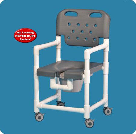 Elite - Commode / Shower Chair Fixed Arm PVC Frame With Backrest - ELT817 P B