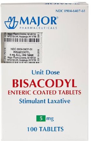 Major - Laxative Tablet 100 per Bottle 5 mg Strength Bisacodyl USP - 00904640761