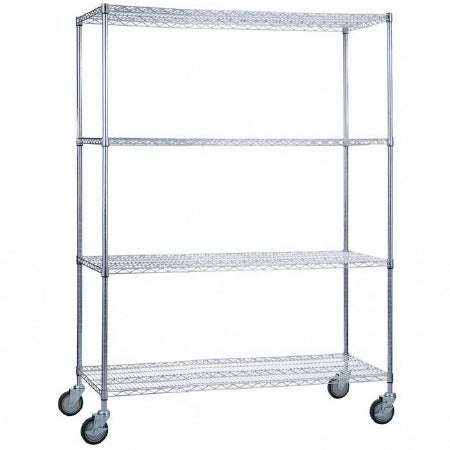R & B Wire Products 4 Shelf Linen Cart 5 Inch Casters, 2 Locking 500 lbs. per Shelf Chrome Plated - LC244872