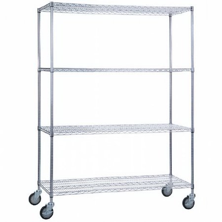 R & B Wire Products - Linen Cart 4 Shelves 500 lbs. Weight Capacity Chrome Plated 5 Inch Casters, 2 Locking - LC186072