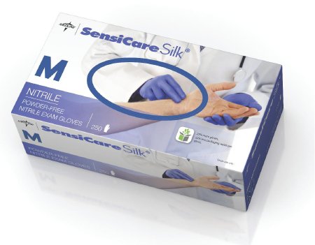 SensiCare Silk - Exam Glove Medium NonSterile Nitrile Standard Cuff Length Textured Fingertips Blue Chemo Tested - MDS7585