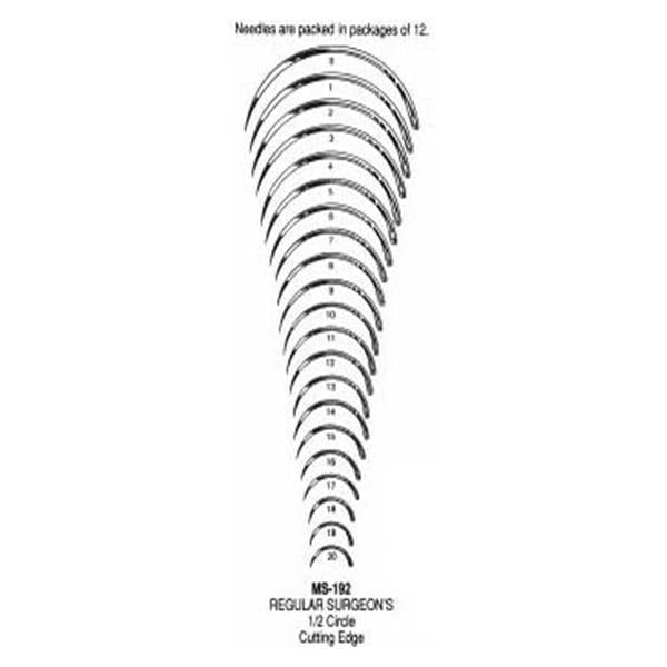 Miltex-Integra Needle Surgical Size 3 1/2 Circle Needle Stainless Steel Regular 12/Pk - MS192-3