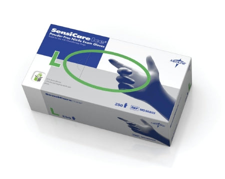 SensiCare Ice with SmartGuard - Exam Glove Large NonSterile Nitrile Standard Cuff Length Textured Fingertips Blue Chemo Tested - Medline - MDS6803