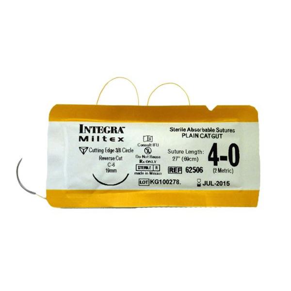Miltex-Integra Suture 4-0 Plain Gut C-6 Green 27" Monofilament 12/Bx - 62506