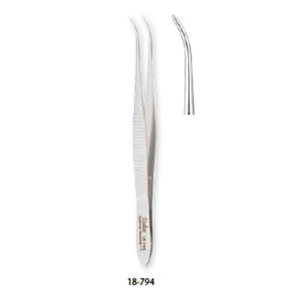 Miltex-Integra Forcep Dressing Bracken Iris 4" Fine Tip Cross Serrated Stainless Steel Ea - 18-794