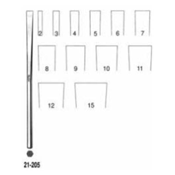 Miltex-Integra Osteotome Bone Sheehan 6-1/4" 2Mm Wide Tip Straight Hexagon Handle Ss Ea - 21-205-2