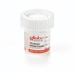 Globe Scientific Tite-Rite Prefilled Formalin Container Polypropylene Warning Label Screw Cap 20 mL Fill in 40 mL (1 oz.) - 6520FL