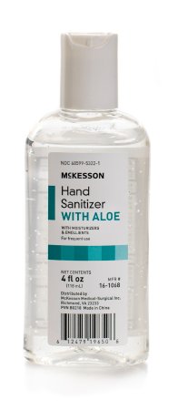 McKesson Hand Sanitizer with Aloe 4 oz. Ethyl Alcohol Gel Bottle - 16-1068 Each