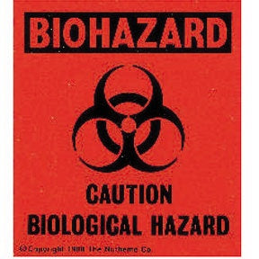 Fisher Scientific Nutheme Pre-Printed Label Warning Label BIOHAZARD CAUTION BIOLOGICAL HAZARD Orange / Red - 19310120