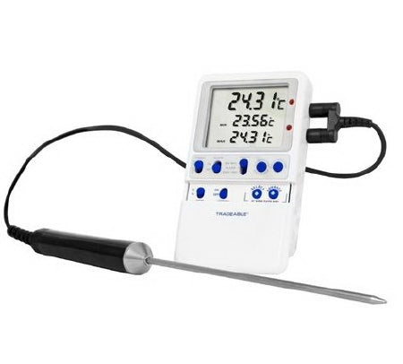 Control 3 Holdings LLC Traceable Freezer Thermometer Fahrenheit / Celsius -148° to 199.99°F (-100° to 199.99°C) Platinum Probe Wall Mount / Standing Battery Operated - 6410