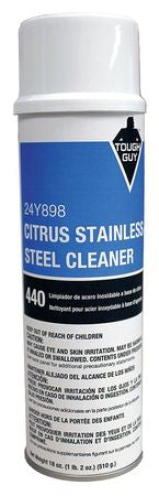 Grainger TOUGH GUY Stainless Steel Cleaner Tough Guy Oil Based Liquid 20 oz. Can Citrus Scent - 24Y898