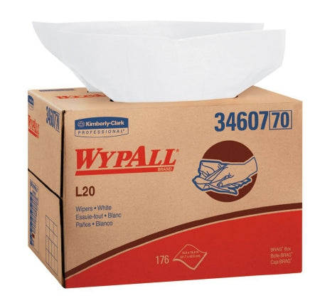 Kimberly Clark WypAll L20 Task Wipe Light Duty White NonSterile 4 Ply Tissue 12-1/2 X 16-4/5 Inch Disposable - 34607