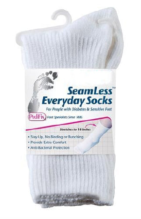 SeamLess - Diabetic Socks Calf High Medium / Large White Closed Toe - P795-M/L