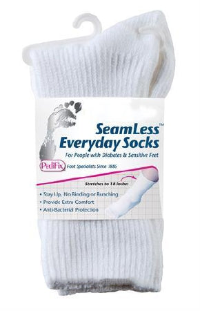 SeamLess - Diabetic Socks Calf High X-Large White Closed Toe - P795-XL