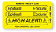 United Ad Label Pre-Printed Label Warning Label ALWAYS TRACE IV LINE Epidural Epidural Epidural Epidural HIGH ALERT! BAG LINE LINE FOR EPIDURAL USE ONLY Yellow 1-3/4 X 3-1/4 Inch - ULIV2101