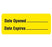 Market Lab Inc Pre-Printed / Write On Label Communication Fill In Date Opened _______ / Date Expires______ Yellow 31/50 X 1-1/2 Inch - 7839