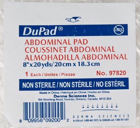 DuPad - Abdominal Pad Cellulose 1-Ply 8 Inch X 20 Yard Roll Shape NonSterile - 97820