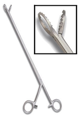 Marina - Grasping Forceps 13 Inch Length Surgical Grade Stainless Steel NonSterile Ratchet Lock Finger Ring Handle Straight 7 mm Fenestrated Oval Tips - 332-507