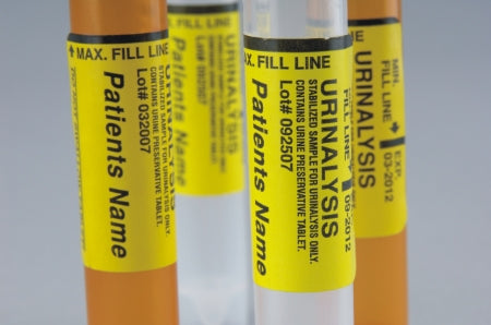 Fisher Scientific Thermo Scientific Capitol Vial Urinalysis Tube Conical Bottom, Skirted Urine Preservative Tablet Additive 12 mL Yellow Screw Cap Polypropylene Tube - 14377860