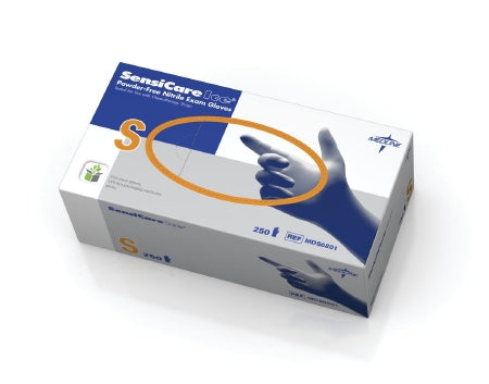 SensiCare Ice with SmartGuard - Exam Glove Small NonSterile Nitrile Standard Cuff Length Textured Fingertips Blue Chemo Tested - Medline - MDS6801