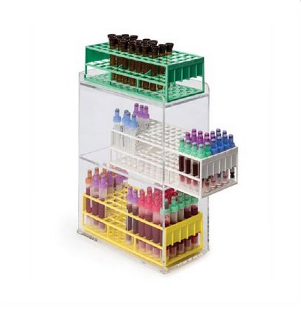 Market Lab Inc ORGANIZER, TUBE RACK 4" 4.374X9.625X5.5" CLEAR ACRYLIC - 15018
