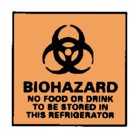 National Marker - Door Sign Caution Biohazard No Food Or Drink to Be Stored In This Refrigerator - 18999766