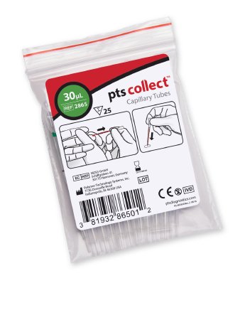 PTS Diagnostics - Capillary Blood Collection Tube Micro-hematocrit Plain 30 µL Green Stripe Without Closure Glass Tube - 2865