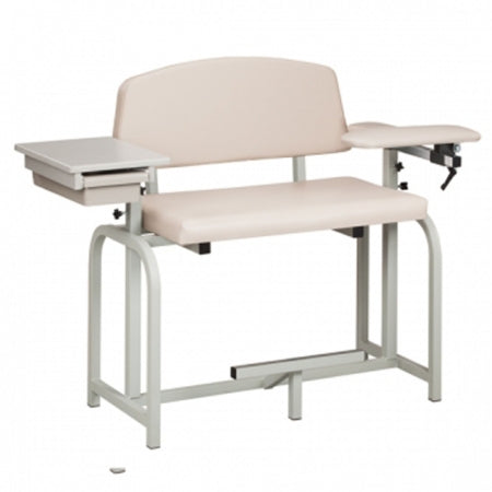 Clinton Industries Lab-X Series Extra Tall / Wide Blood Drawing Chair with Drawer Single Adjustable Flip Armrest Slate Blue - 66092-3SB