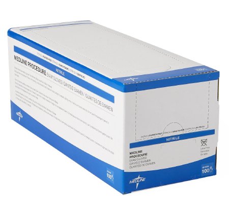 Medline Procedure - Exam Glove Large Sterile Single Nitrile Standard Cuff Length Fully Textured Blue Not Chemo Approved - MDS198216