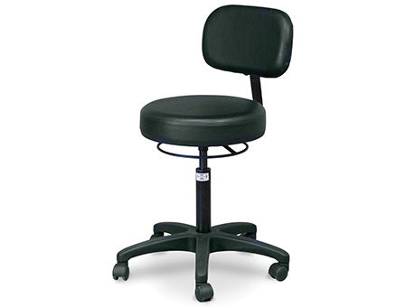 Hausmann Industries Economy Air-Lift Stool Padded Backrest Air Spring Pneumatic Height 5 Casters Black - 2156-707