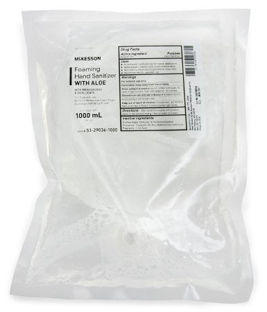 McKesson McKesson Hand Sanitizer with Aloe 1,000 mL Ethyl Alcohol Foaming Dispenser Refill Bag - 53-29036-1000