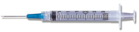 Becton Dickinson PrecisionGlide Intramuscular Syringe with Needle 3 mL 23 Gauge 1 Inch Detachable Needle Without Safety - 309588